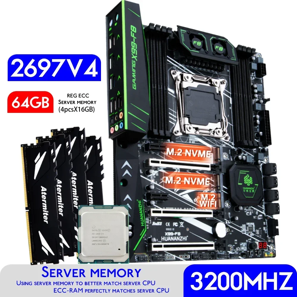 64Gb Ddr4 Ecc Reg 3200Mhz - HUANANZHI X99 F8 X99 Motherboard With